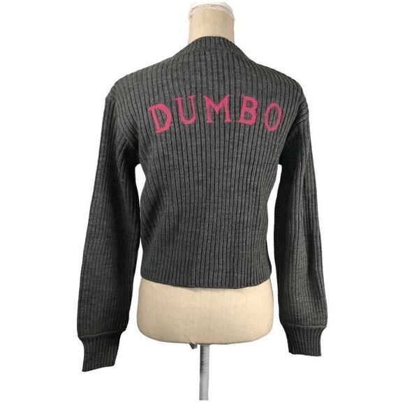 Zara Disney Dumbo Cropped Ribbed Knit Sweater Grey Size Small - Picture 3 of 6